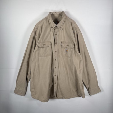 古着 カーハート Carhartt 長袖シャツ ワークシャツ FR ビッグサイズ 14041 ベージュ メンズ