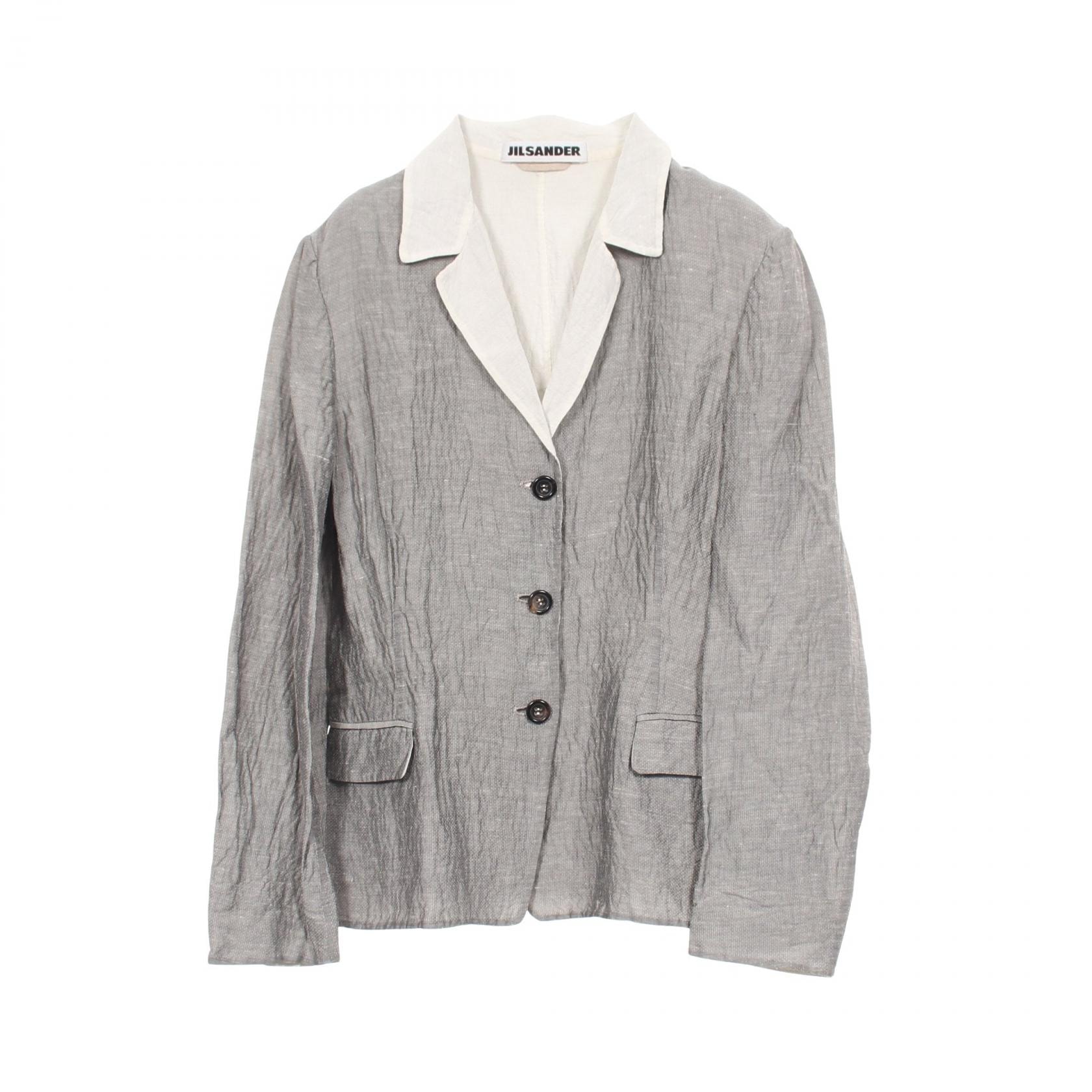 ジルサンダー JIL SANDER テーラードジャケット 衣料品 アウター ファブリック レディース グレー系 【中古】