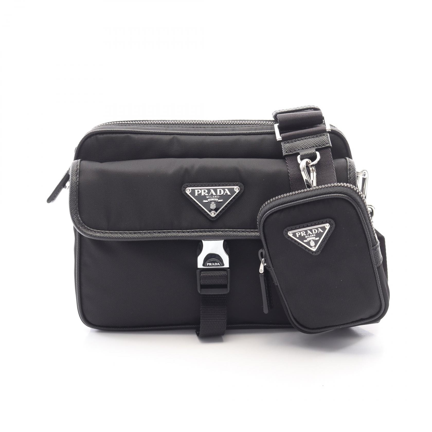 プラダ PRADA Re-Nylon ショルダーバッグ バッグ ナイロン サフィアーノレザー メンズ ブラック系 2VH133VXMP2DMHF0002 【新品】