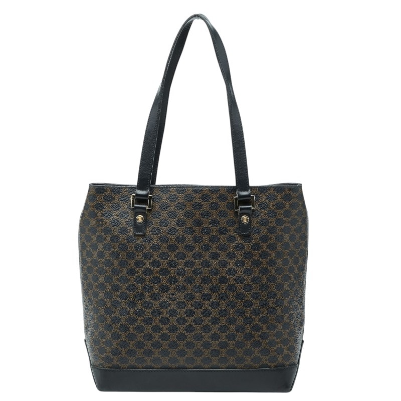 セリーヌ マカダム トリオンフ ショルダーバッグ トートバッグ ブラック PVC レディース CELINE 【中古】