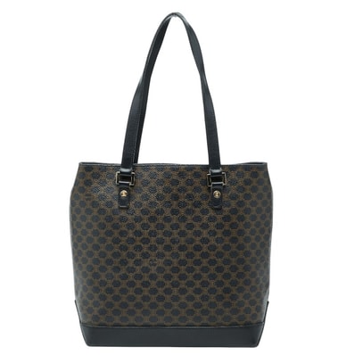 セリーヌ マカダム トリオンフ ショルダーバッグ トートバッグ ブラック PVC レディース CELINE 【中古】