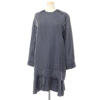 【中古】トーガ TOGA キュプラ ストライプ ワンピース ネイビーxグレー【サイズ38】【レディース】