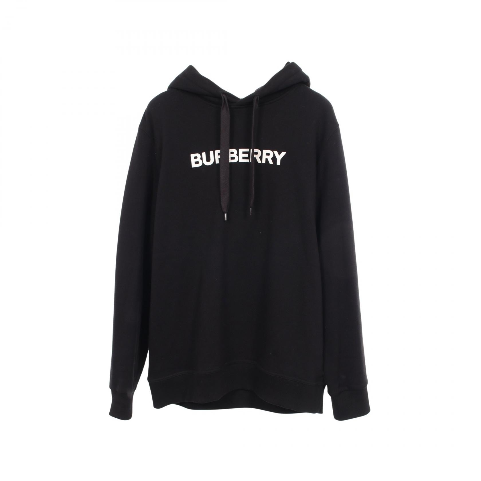 バーバリー BURBERRY ロゴプリント パーカー 衣料品 トップス コットン メンズ レディース ブラック系 8055318 【中古】
