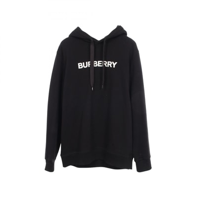 バーバリー BURBERRY ロゴプリント パーカー 衣料品 トップス コットン メンズ レディース ブラック系 8055318 【中古】
