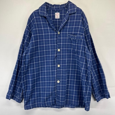 古着 ブルックスブラザーズ Brooks Brothers 長袖シャツ ネル生地 胸ポケット 1818 パジャマ M ブルー系 チェック メンズ