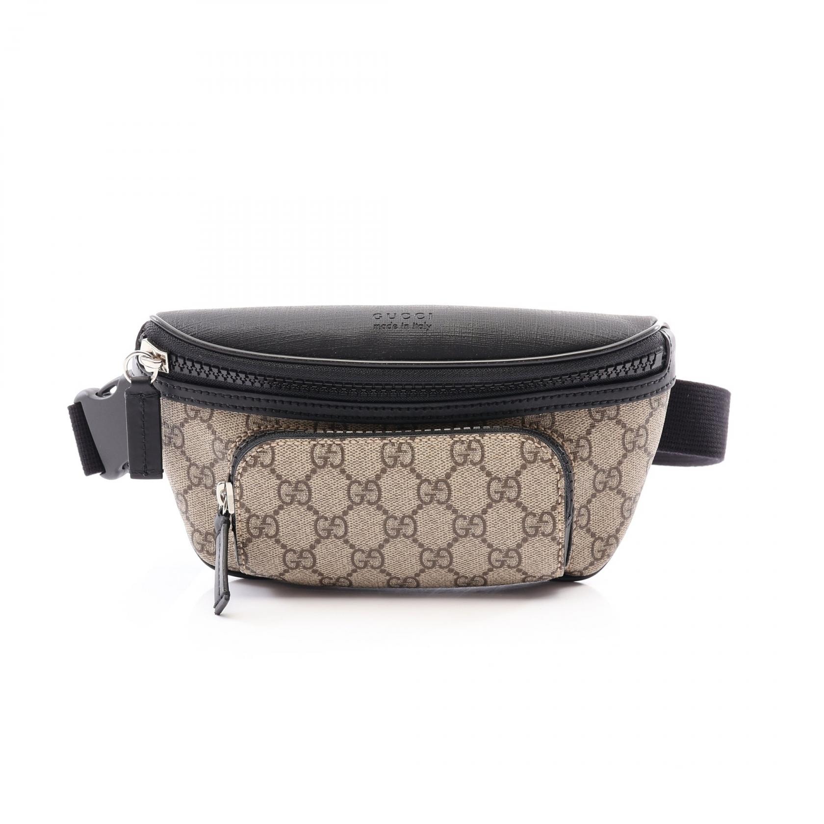 グッチ GUCCI GGスプリーム ベルトバッグ ウエストバッグ ボディバッグ バッグ PVCコーティングキャンバス レザー メンズ ベージュ系 / ブラック系 779877 【中古】