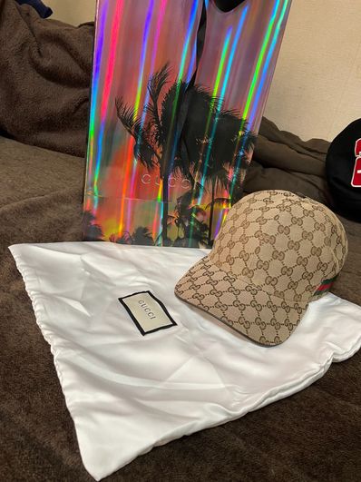 GUCCI Original GG Canvas Baseball Hat With Web "Beige/Ebony"