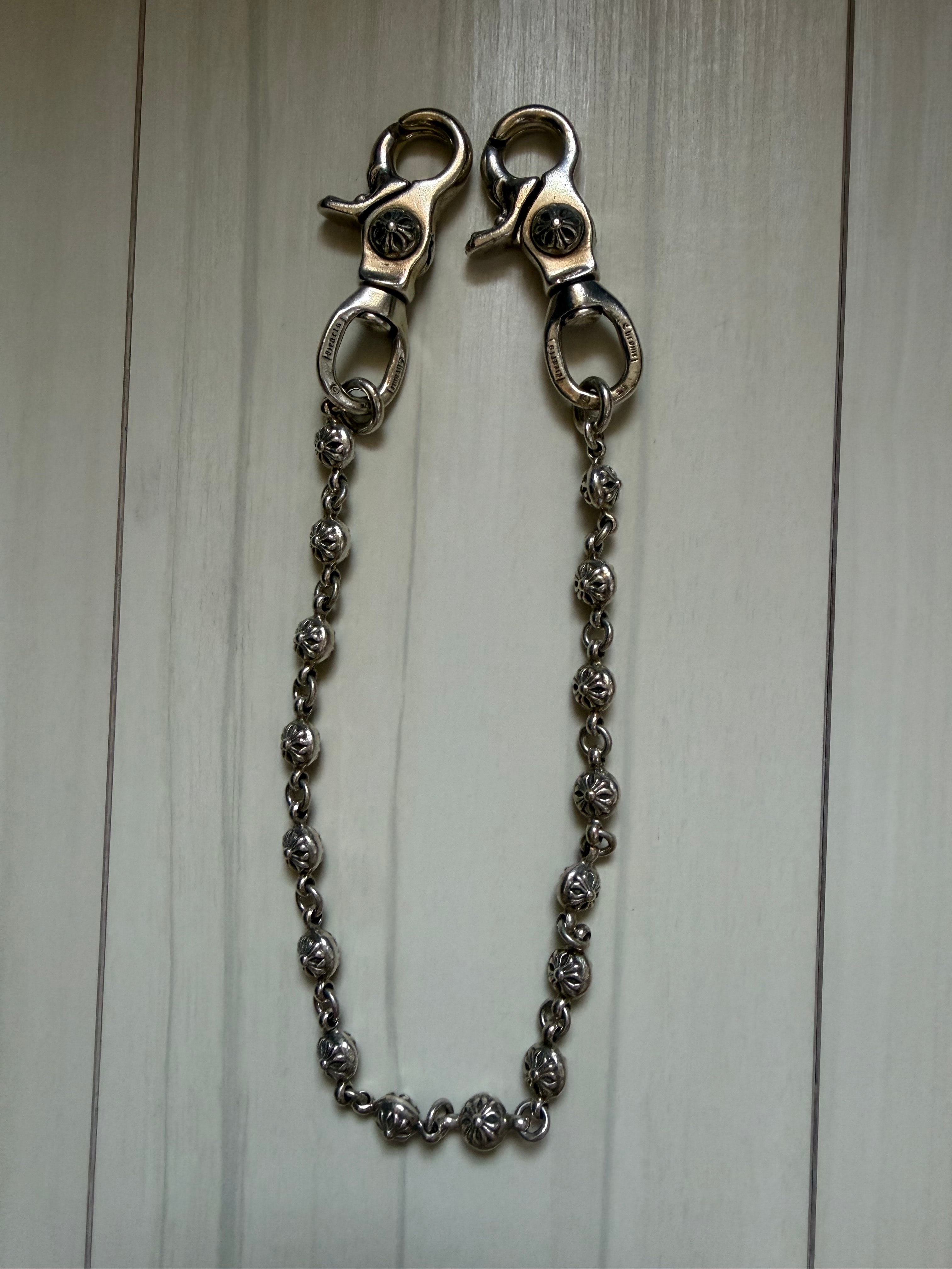 Chrome Hearts # 2 Cross Ball Wallet Chain 2 Clip Short "SILVER"