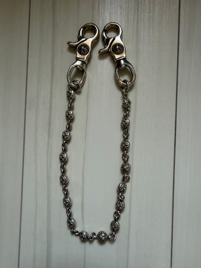 Chrome Hearts # 2 Cross Ball Wallet Chain 2 Clip Short "SILVER"