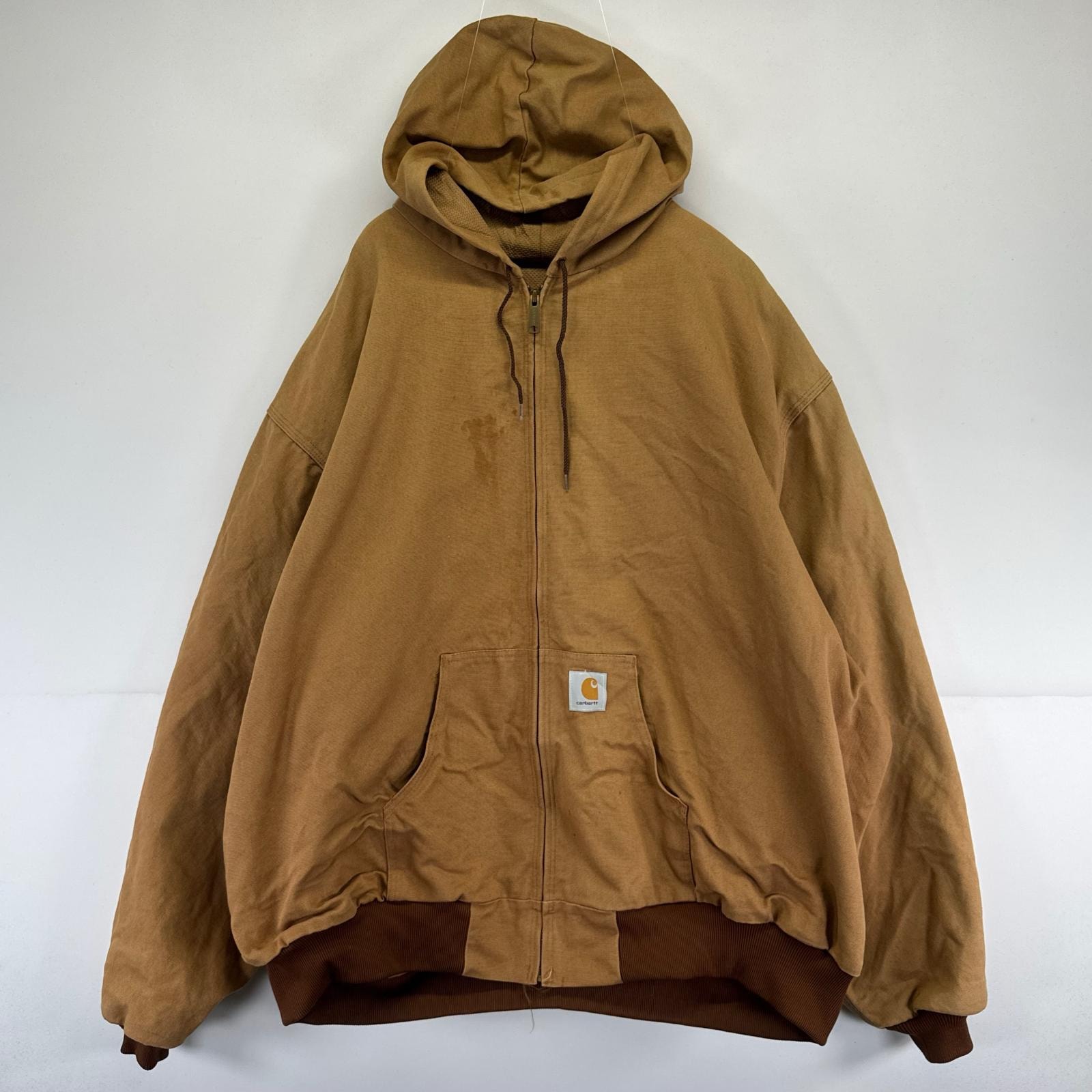 古着 カーハート Carhartt USA製 ジャケット アクティブジャケット パーカー ワーク ワンポイント 大きいサイズ 6XL  ブラウン系 メンズ