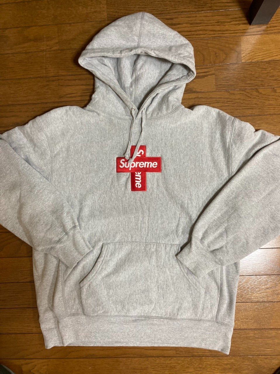 Supreme Cross Box Logo Hooded Sweatshirt "Grey"