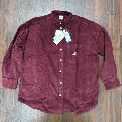 Tommy Jeans コーデュロイ オーバーシャツ バーガンディ S 新品 タグ付き DW14446000