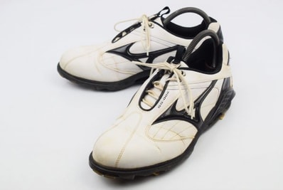 MIZUNO★ゴルフシューズ【25.0/白×黒】レザー/低反発インソール◆J-201