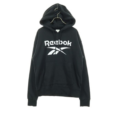 Reebok リーボック ロゴプリント 長袖 スウェットパーカー OT ブラック