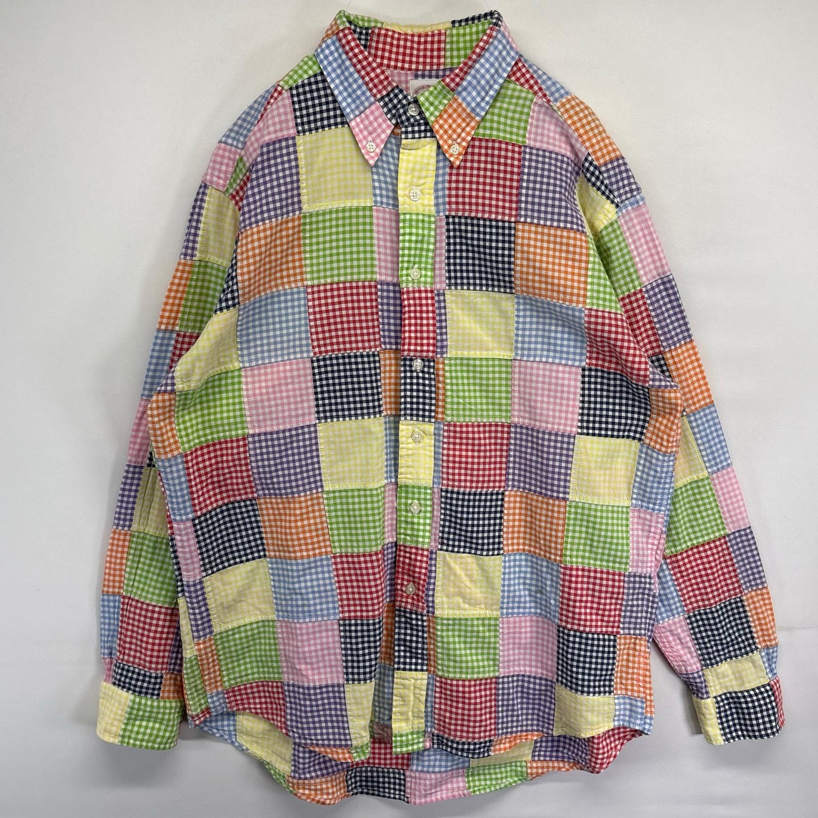古着 ブルックスブラザーズ Brooks Brothers 長袖シャツ パッチワーク ボタンダウン ギンガムチェック 1818 L マルチカラー メンズ