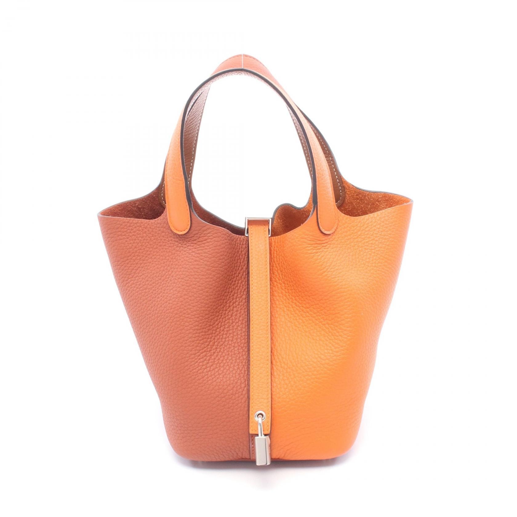 エルメス HERMES ピコタンロックPM カザック ハンドバッグ バッグ レザー トリヨンクレマンス トリヨンクレマンス キュイーブル B刻印(2023年製造) レディース オレンジ系 / ボルドー系 / ブラウン系/ゴールド