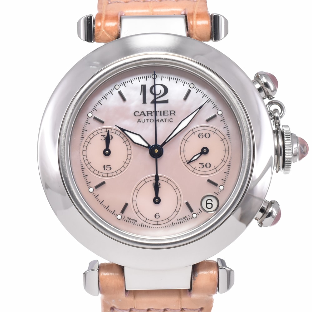 カルティエ CARTIER W3106599 パシャC クロノグラフ ピンクシェル 自動巻き ユニセックス 美品 腕時計 P#149171
