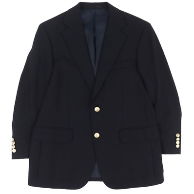 極美品 バーバリーロンドン ロゴ金ボタン 紺ブレザー 92-82-160