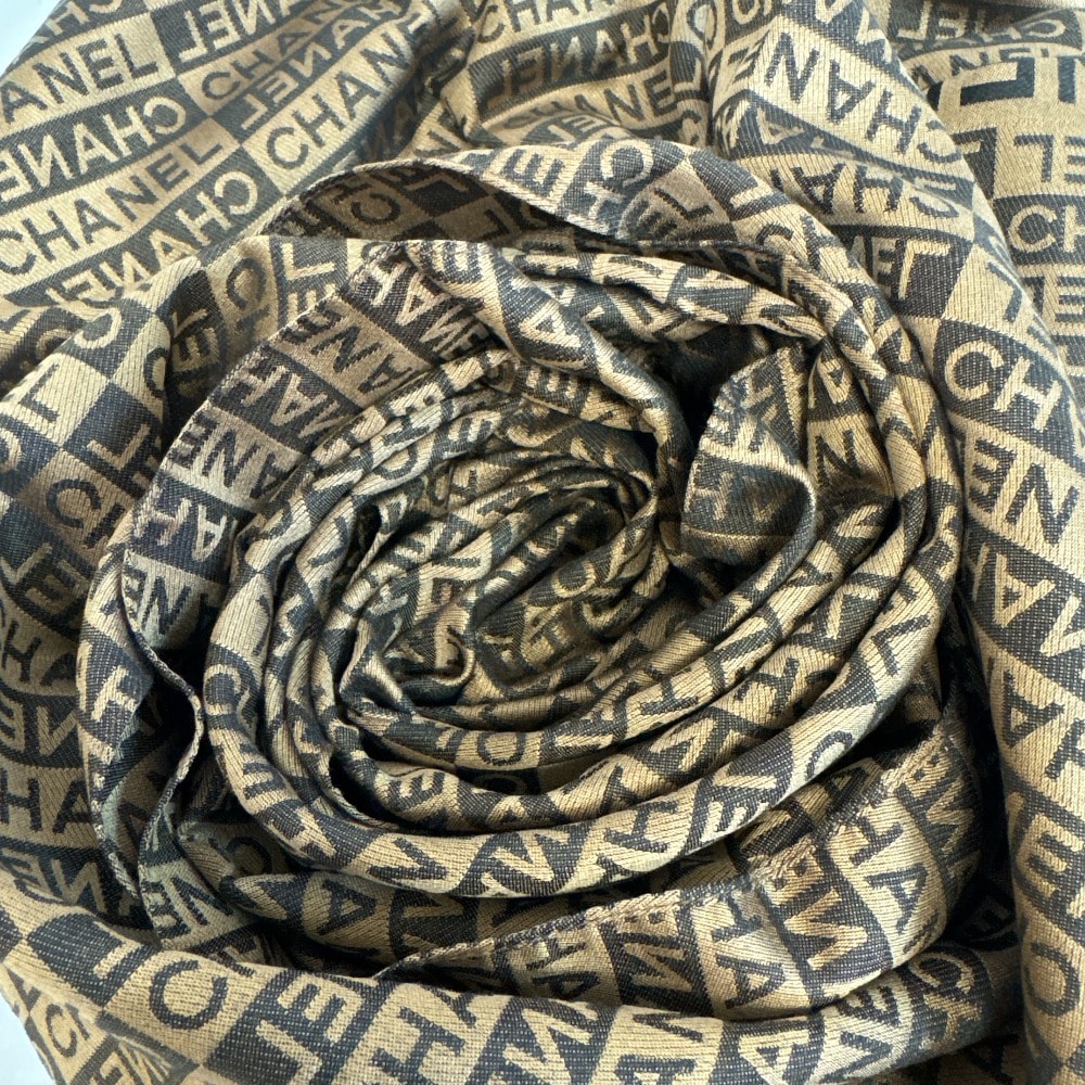 シャネル CHANEL ストール ロゴ ブラウン