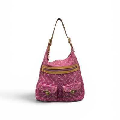LOUIS VUITTON 希少 美品 ルイヴィトン バギーGM モノグラムデニム ショルダーバッグ M95210 デニム レザー FL0026 ピンク ワンショルダー セミショルダー Y2K ヴィトン LV ABランク 中古 鑑定済