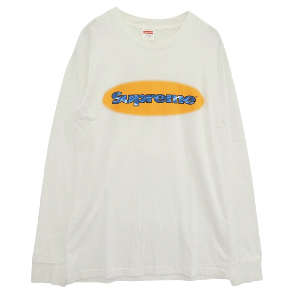 Supreme シュプリーム 18SS Ripple L/S Tee ロゴ プリント ロングスリーブ Tシャツ 長袖 カットソー ホワイト系 S【中古】