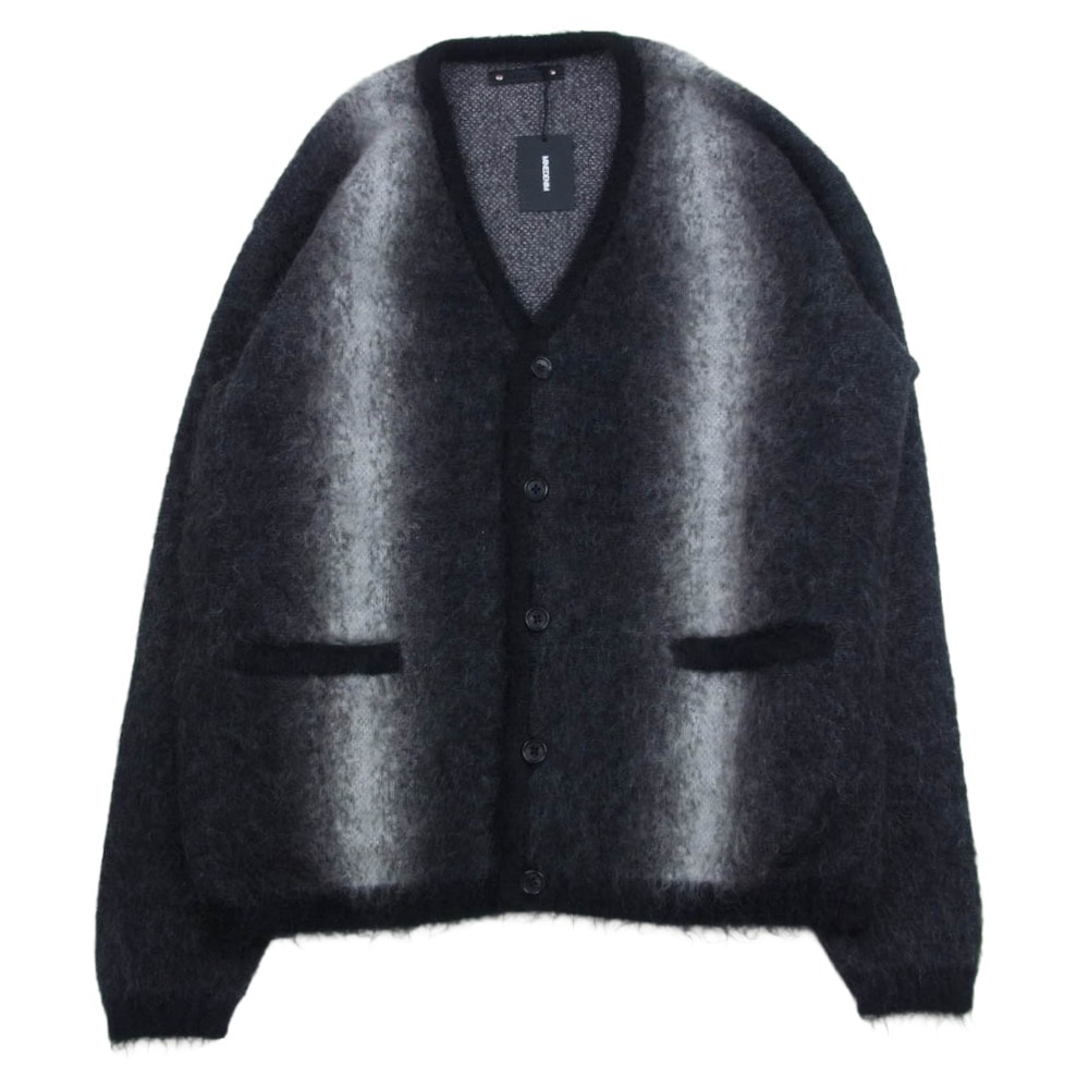 MINEDENIM マインデニム カーディガン 2509-6001-97-022 Fuzzy Stripe Mohaie Knit Cardigan モヘア ニット カーディガン ブラック系 2【極上美品】【中古】