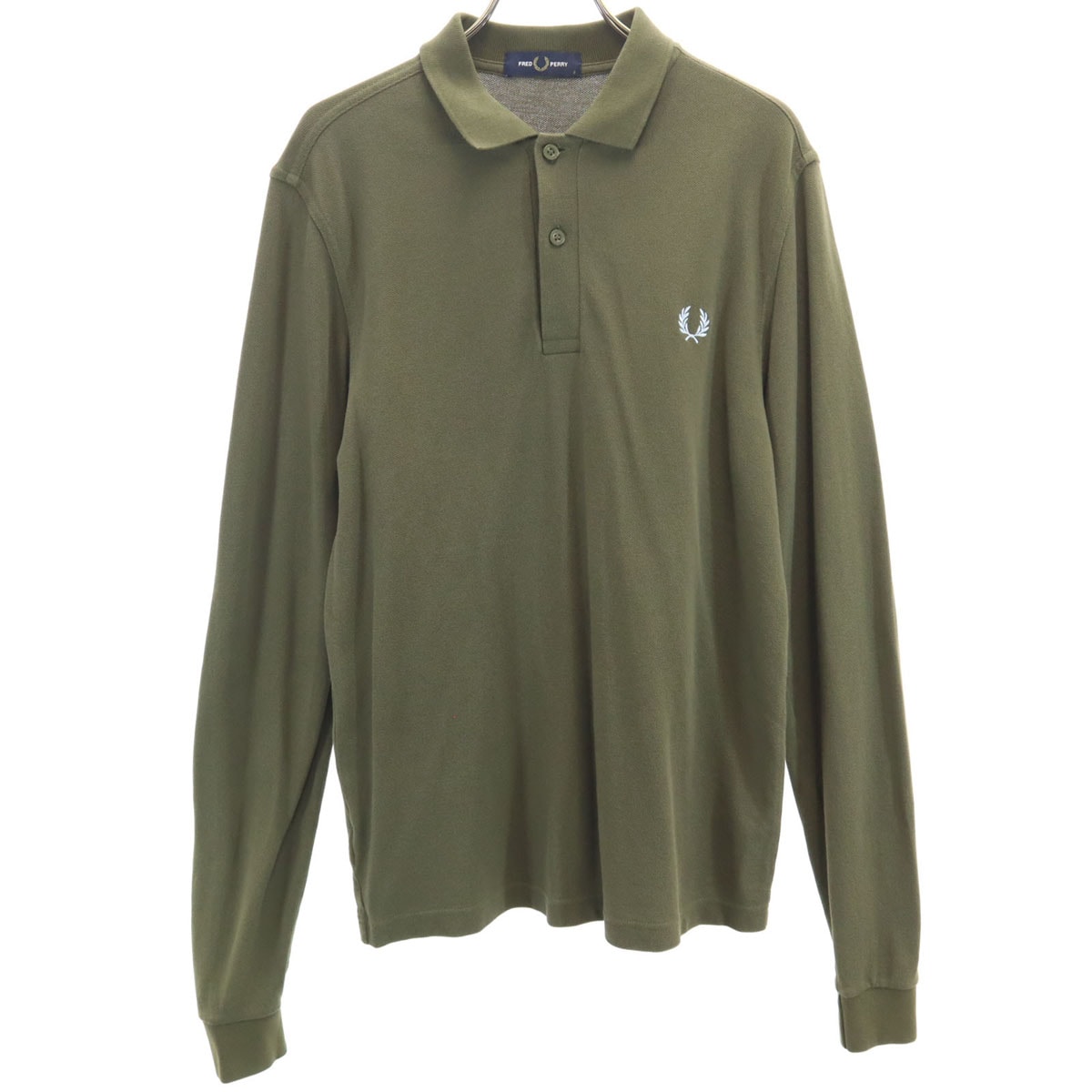 FRED PERRY フレッドペリー 長袖 ポロシャツ S カーキ 鹿の子地