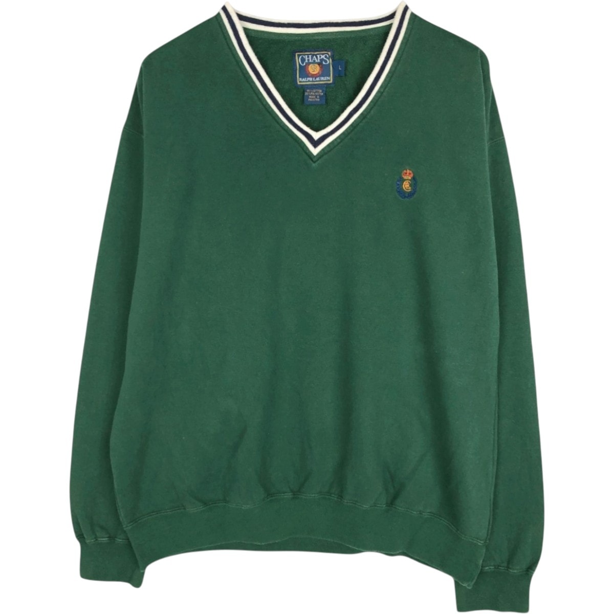 古着 80年代 ラルフローレン Ralph Lauren CHAPS チャップス Vネック ワンポイントロゴスウェットシャツ トレーナー メンズL相当 ヴィンテージ/eaa681587