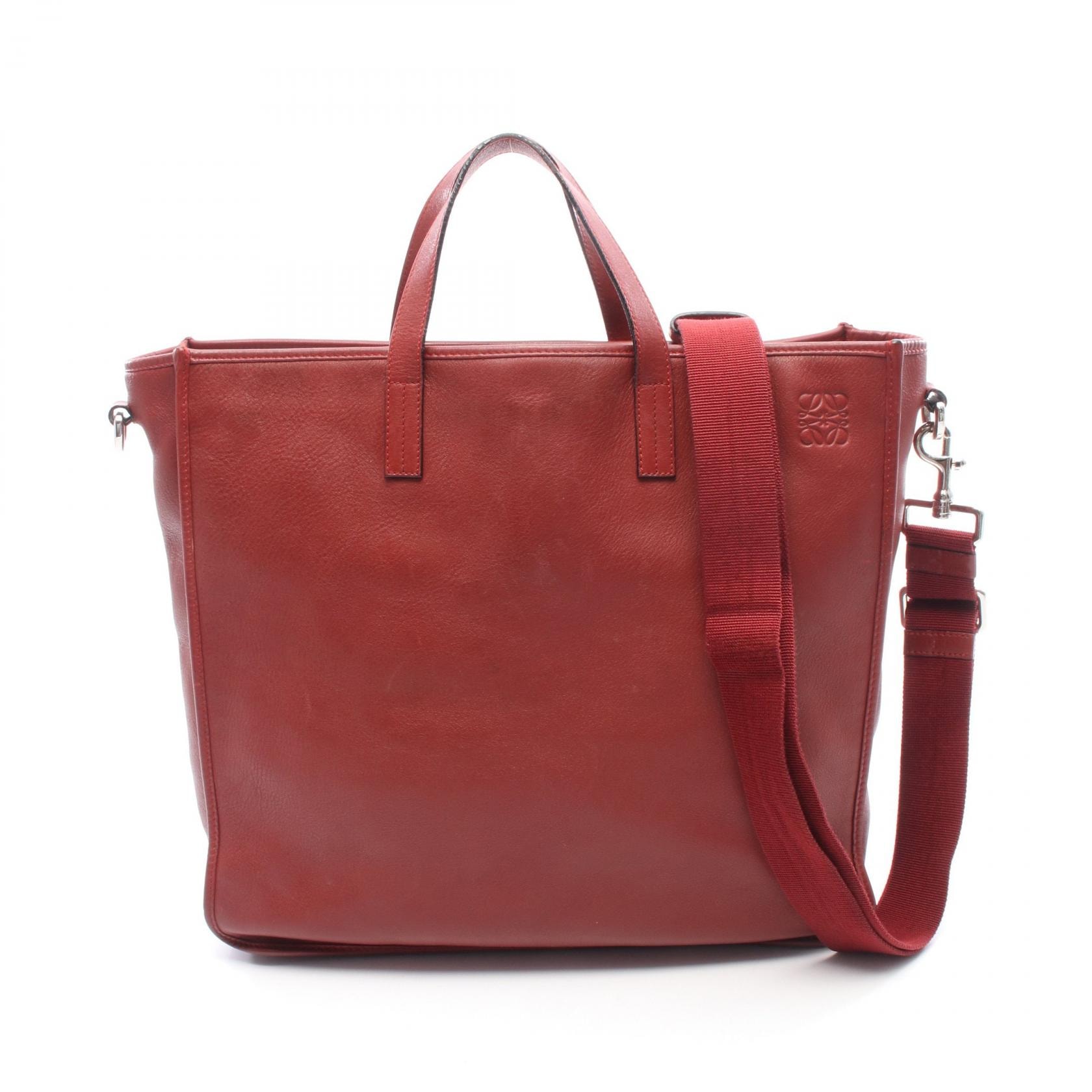 ロエベ LOEWE アナグラム 2WAY トートバッグ バッグ レザー レディース レッド系 【中古】