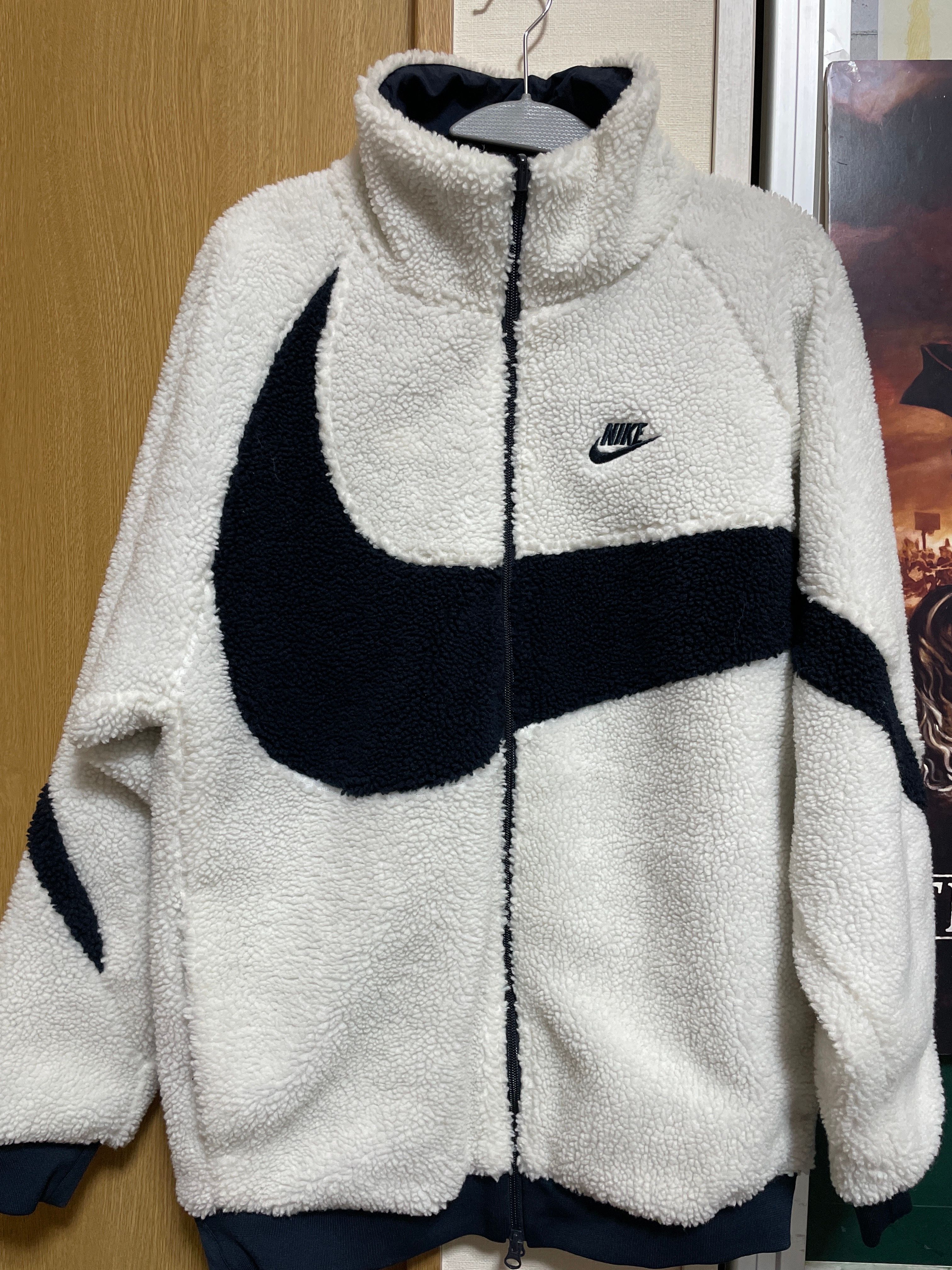Nike Big Swoosh Reversible Boa Jacket "Sail/Dark Obsidian"