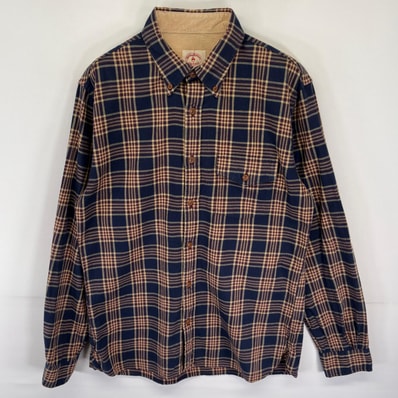 古着 ブルックスブラザーズ Brooks Brothers 長袖 ネルシャツ ボタンダウン チェック柄 ポケット レッドフリース M ネイビー メンズ