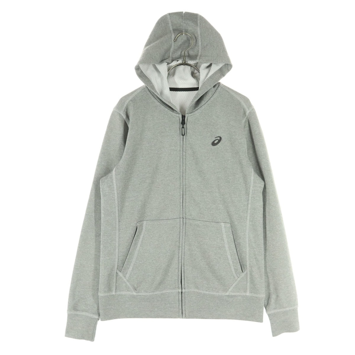 asics アシックス ワンポイントロゴ 長袖 ジップパーカー M グレー
