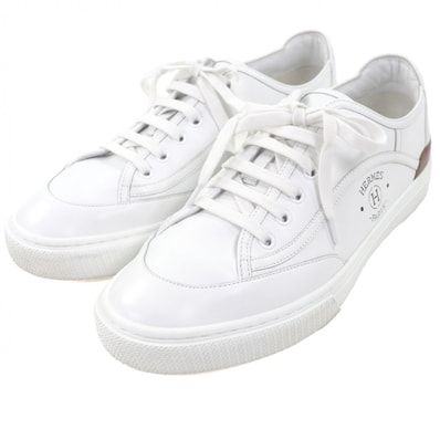 美品 エルメス ローカットスニーカー ゲット ホワイト メンズ 42