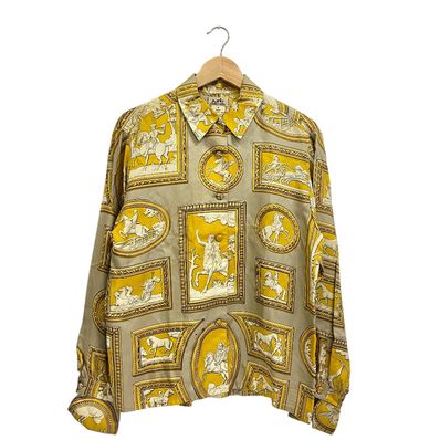 エルメス HERMES 長袖Tシャツ 馬車柄 ベージュ