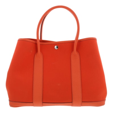 HERMES エルメス ガーデンパーティ 36 PM ハンドバッグ 038587CK キャンバス オレンジ系 シルバー金具 X(2016)刻印 レディース【中古】