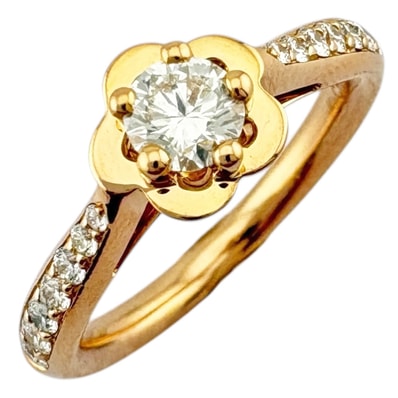 シャネル カメリア リング 指輪 8号 18金 K18ピンクゴールド ダイヤモンド レディース CHANEL 中古