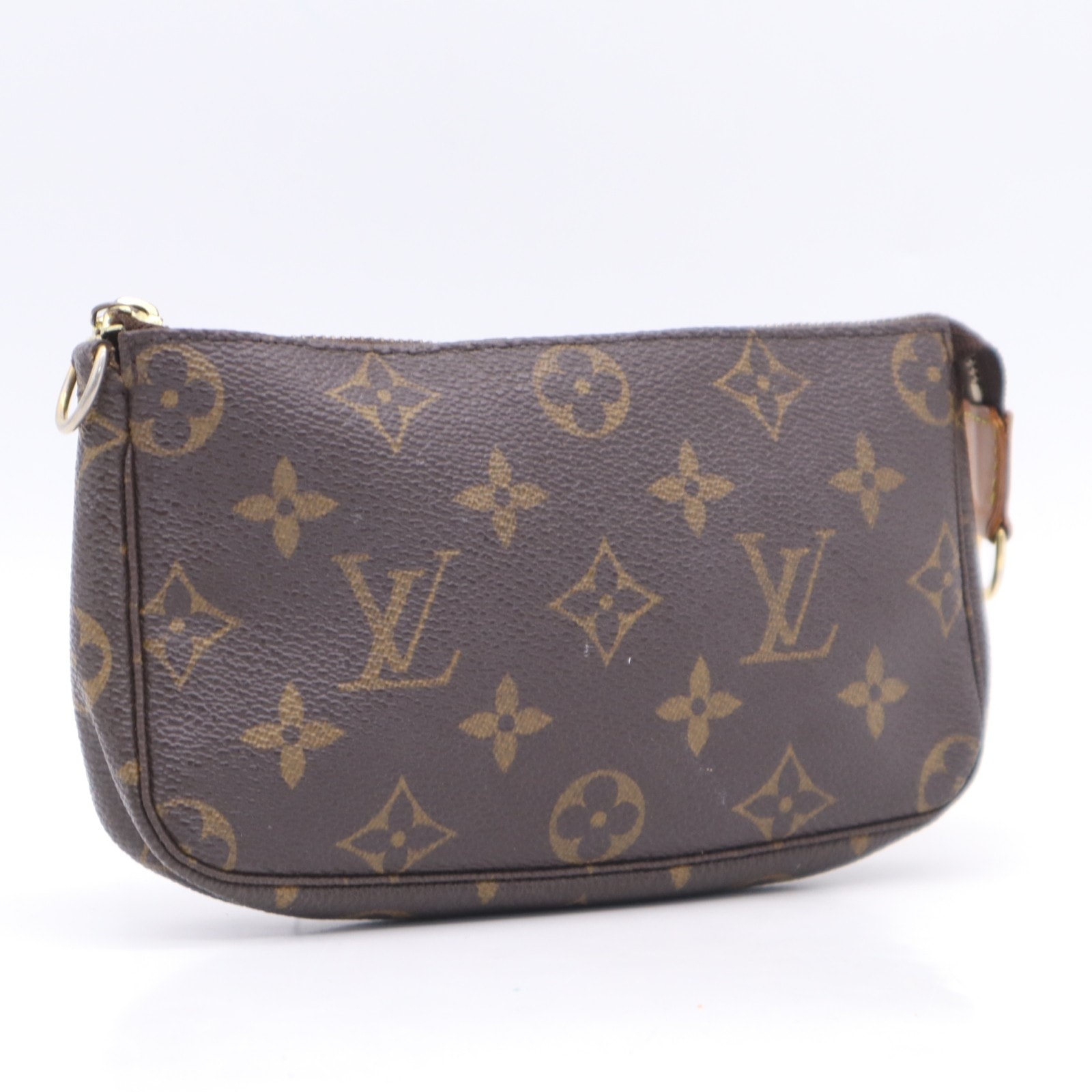 LOUIS VUITTON ルイ・ヴィトン モノグラム ミニ ポシェット アクセソワール M58009 ポーチ ブラウン ベージュ コーティングキャンバス レザー レディース