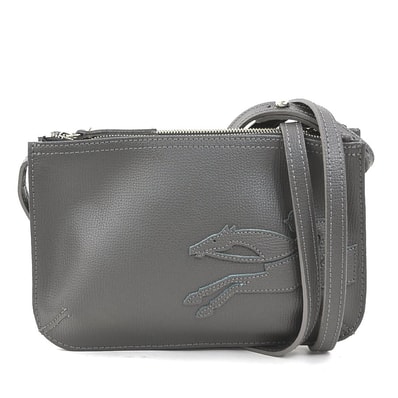 ロンシャン Longchamp ショルダーバッグ レザー グレー レディース【中古】 h32142k