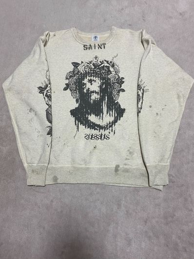 SAINT Mxxxxxx x Kosuke Kawamura SWEAT SHIRT JESUS "Grey"