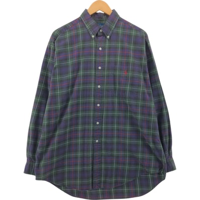 古着 ラルフローレン Ralph Lauren BLAKE 長袖 ボタンダウン ライトネルチェックシャツ メンズL相当/eaa542601