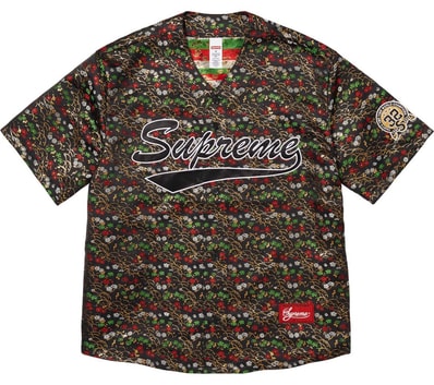 Supreme Floral Jacquard Baseball Jersey "Black"