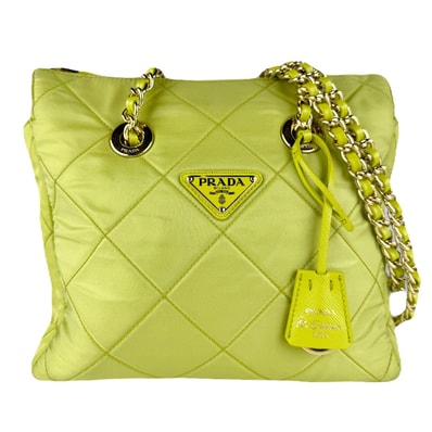 プラダ PRADA ショルダーバッグ Re-Edition 1995 ナイロン/レザー イエローグリーン ゴールド レディース【中古】 z8887