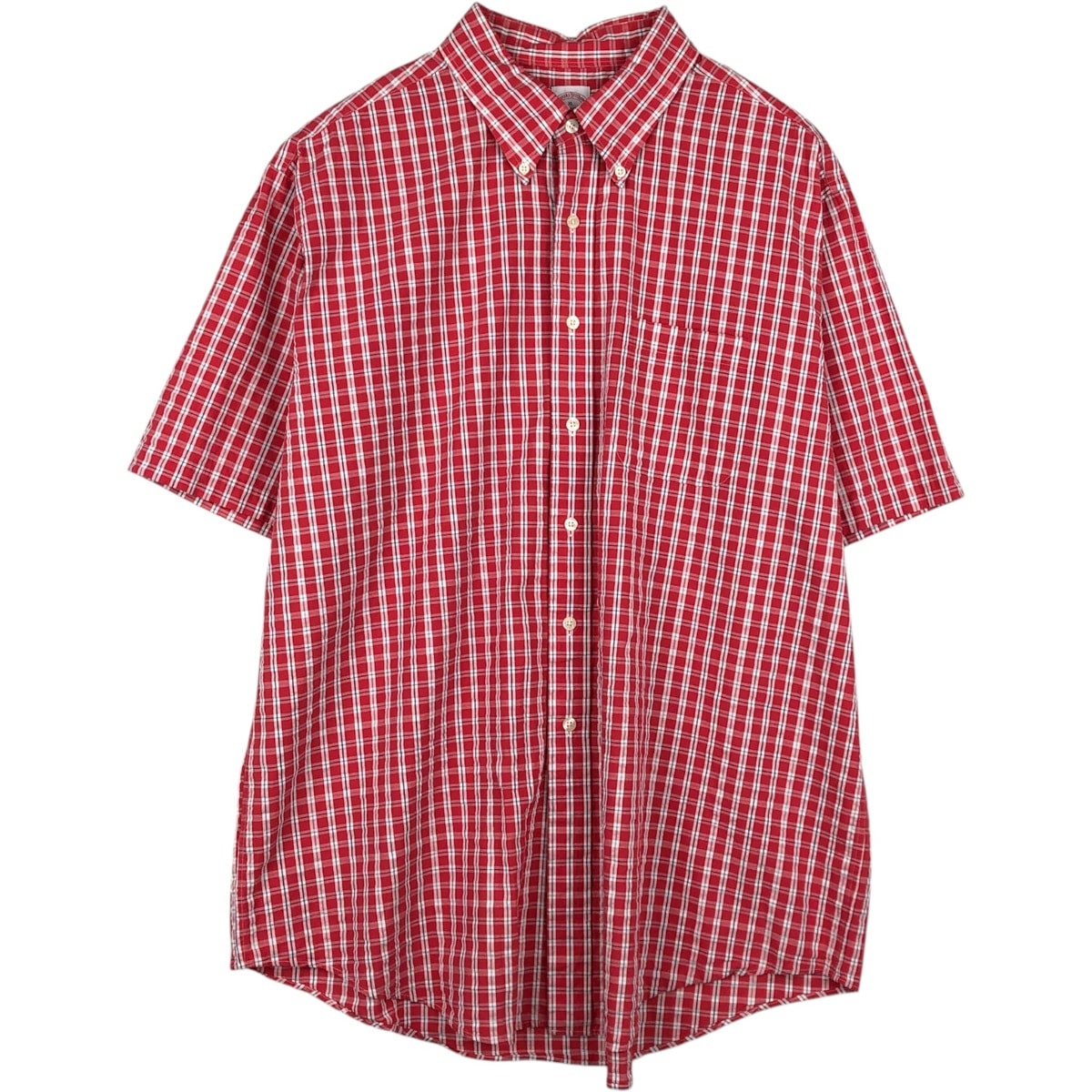 古着 ブルックスブラザーズ Brooks Brothers Est. 1818 シアサッカー 半袖 ボタンダウン チェックシャツ メンズXL相当/eaa655887