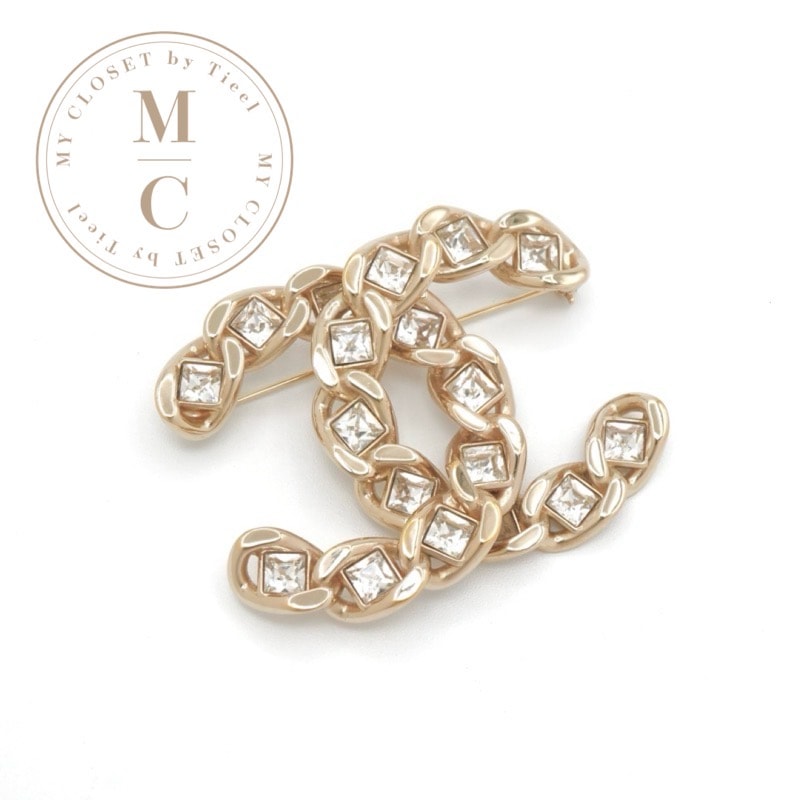 シャネル CHANEL ブローチ コサージュ ゴールド ココマーク ラインストーン