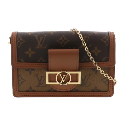 【値下げ】LOUIS VUITTON ルイ・ヴィトン モノグラムリバース ポルトフォイユ ドーフィーヌ ショルダーバッグ M68746 ブラウン レディース【中古】