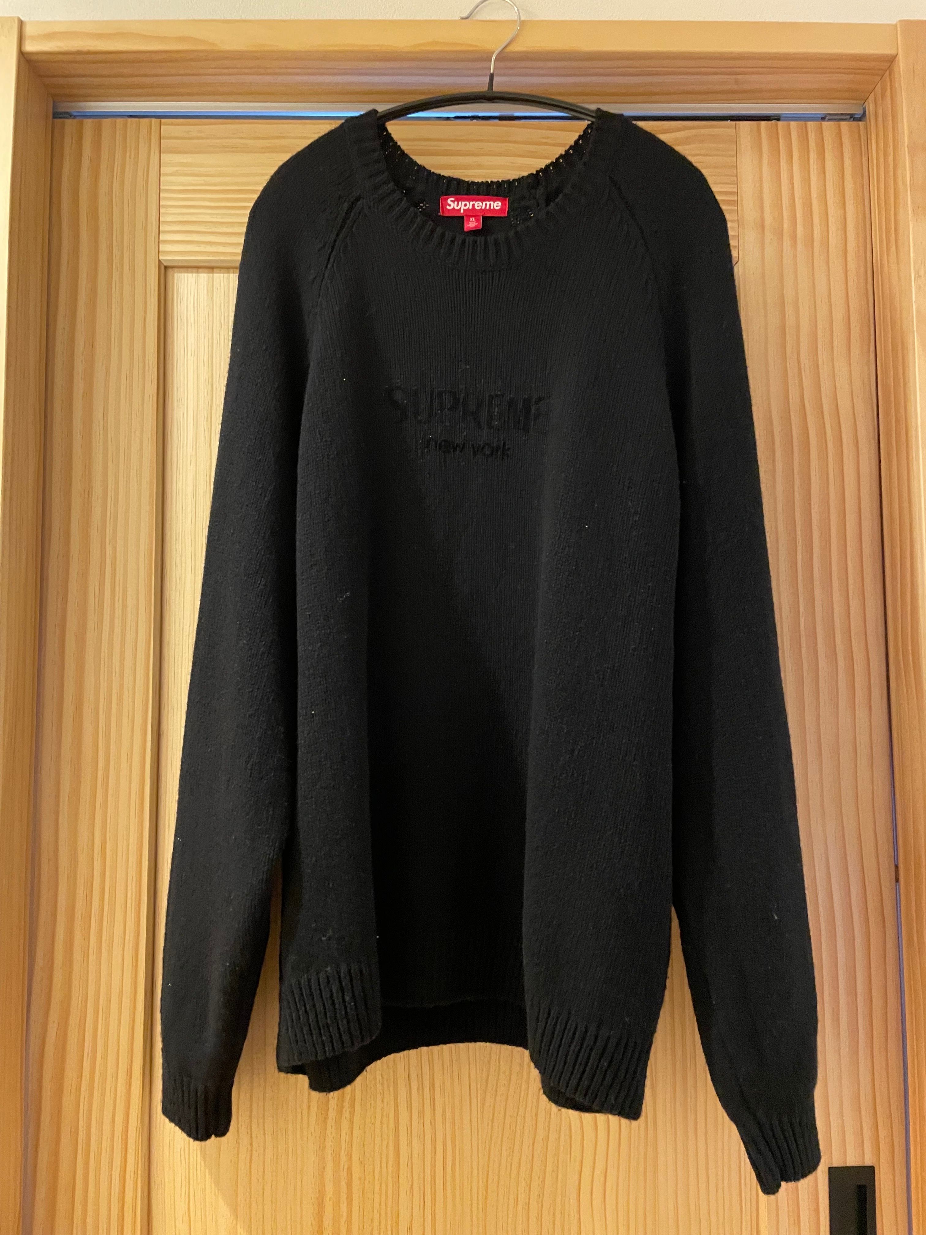 Supreme Flocked Logo Sweater "Black"