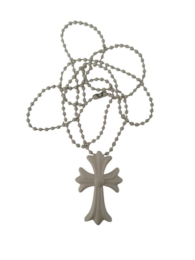 Chrome Hearts Rubber Small CH Cross Silicon Necklace "White"