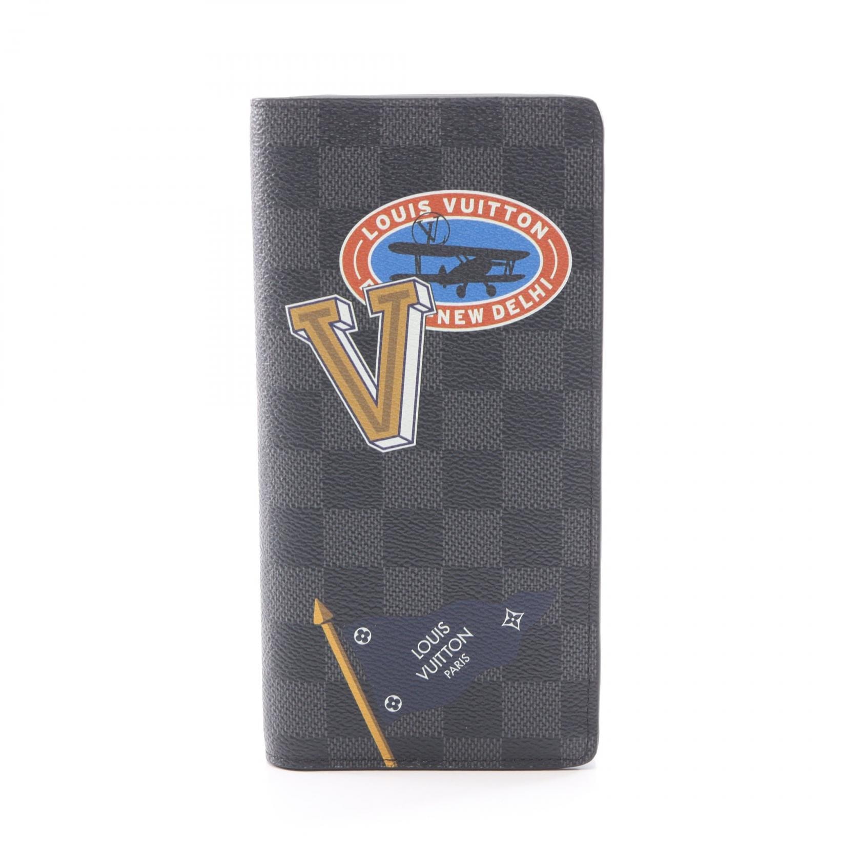 ルイ・ヴィトン LOUIS VUITTON ポルトフォイユ ブラザ LVリーグ 二つ折り長財布 財布 PVCコーティングキャンバス ダミエ・グラフィット メンズ ブラック系 N64438 【中古】