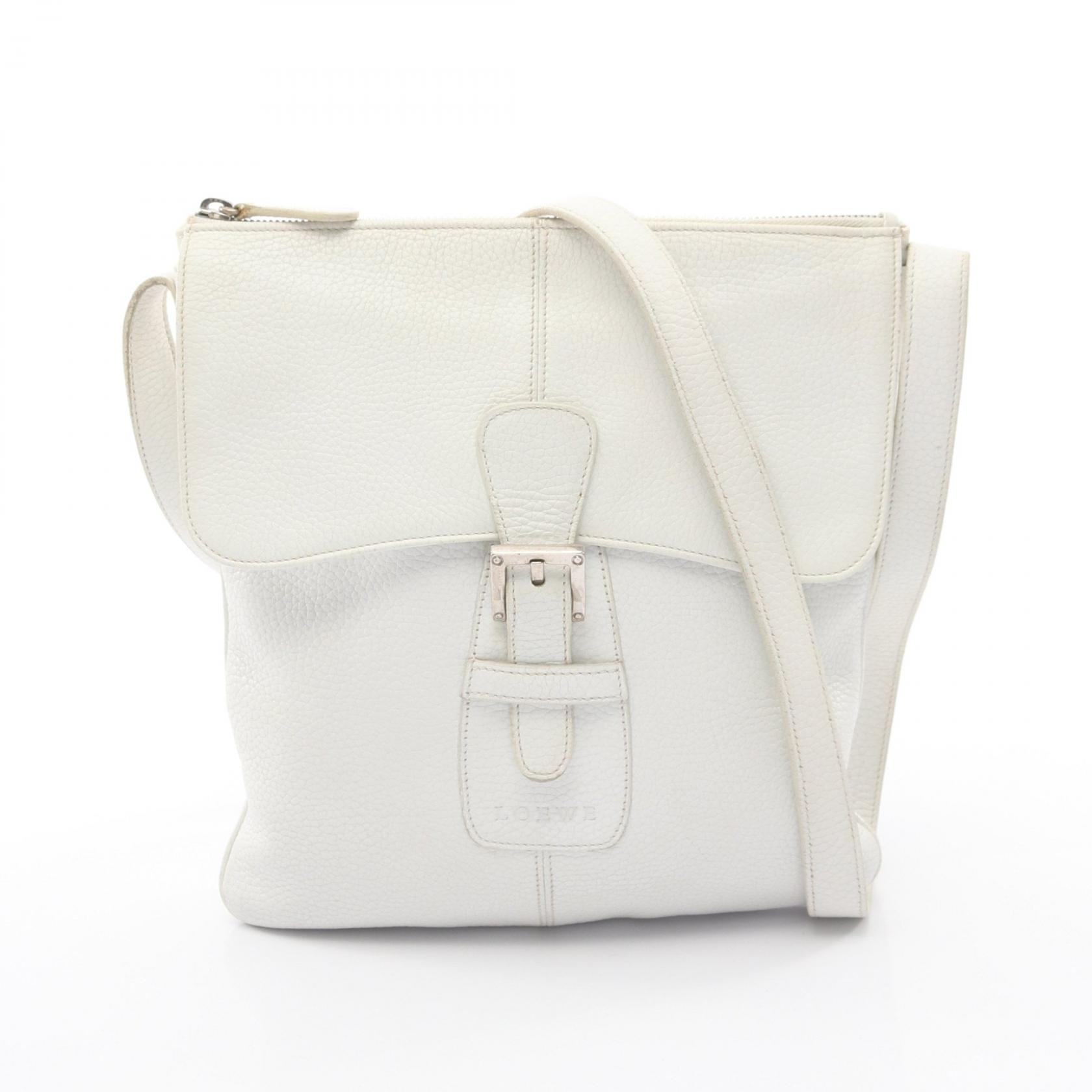 ロエベ LOEWE サコッシュ ショルダーバッグ バッグ レザー レディース ホワイト系 【中古】