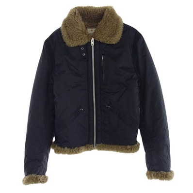 HEAD PORTER ヘッドポーター ジャケット 裏ボア リップストップ ナイロン ジップ バイカーズ ジャケット ブラック系 S【中古】